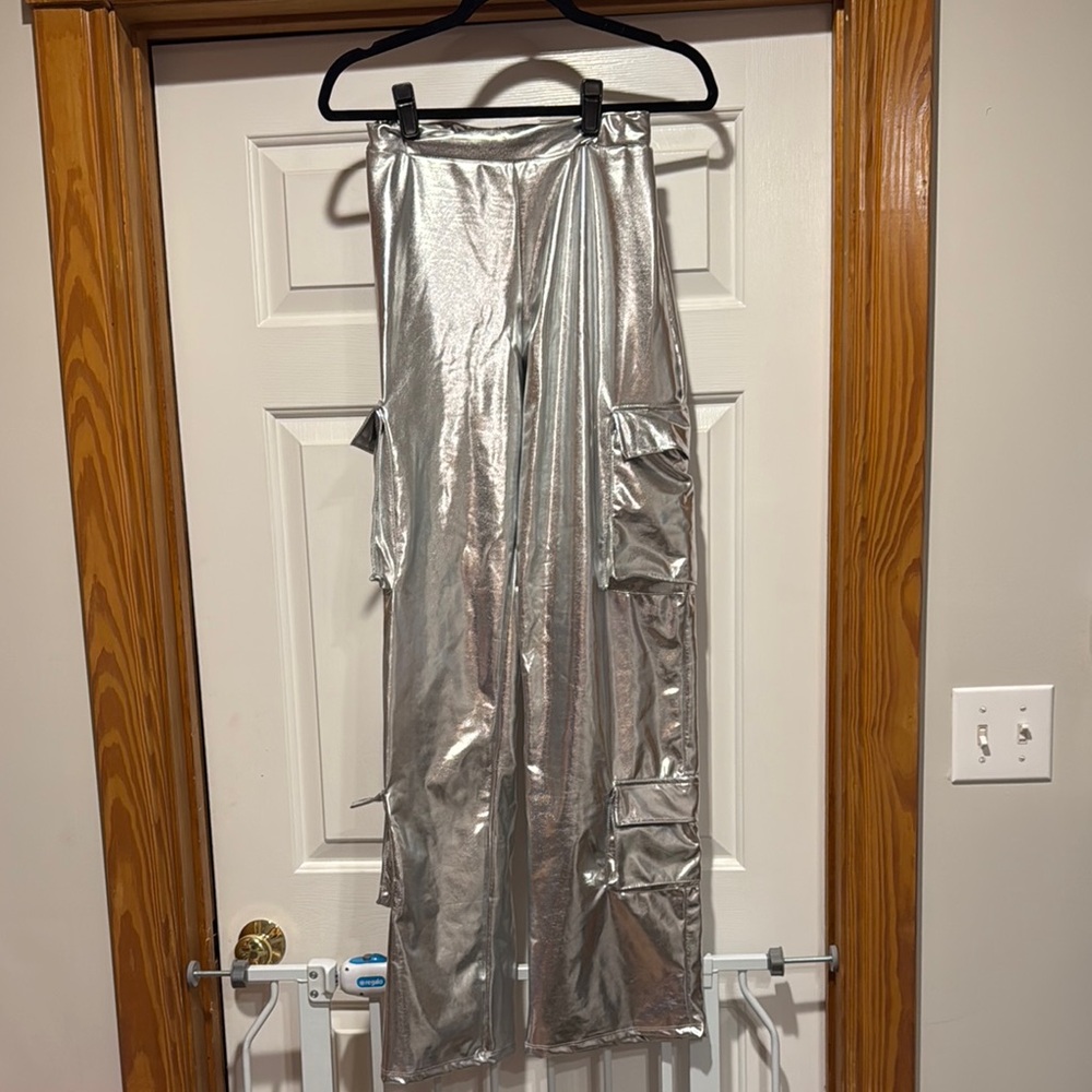 Silver Metallic Pants